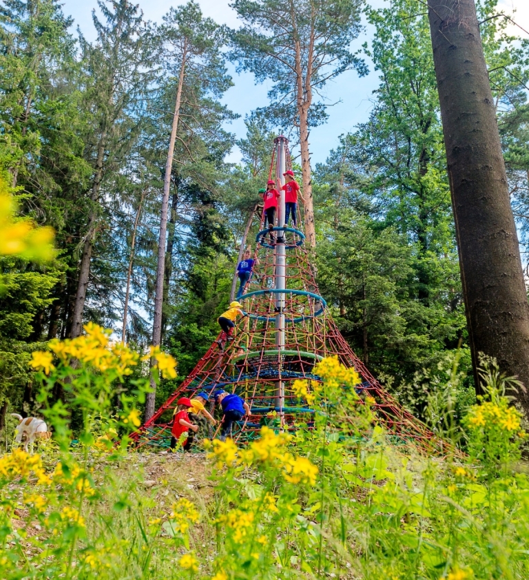 Kletterturm im Waldspielplatz im ULRICHSHOF